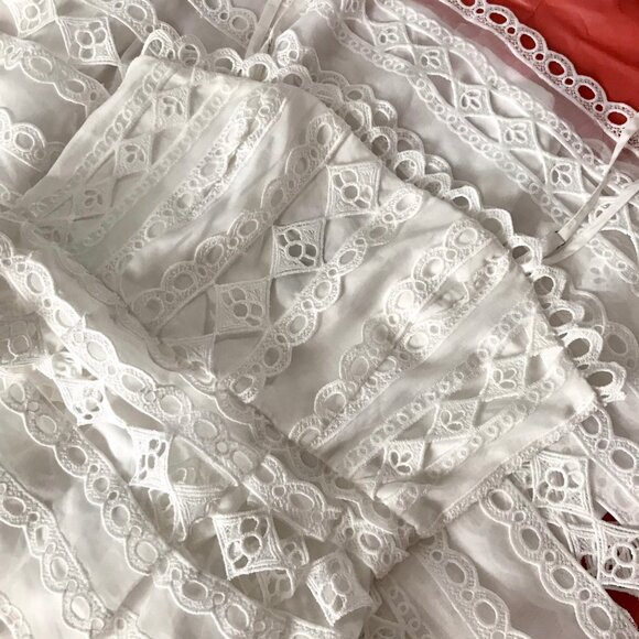 Aqua White Lace Midi Dress - Picture 4 of 6